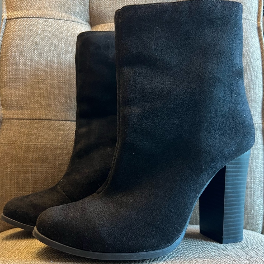 Black Faux Suede High Heel Ankle Boots - Womens 10​